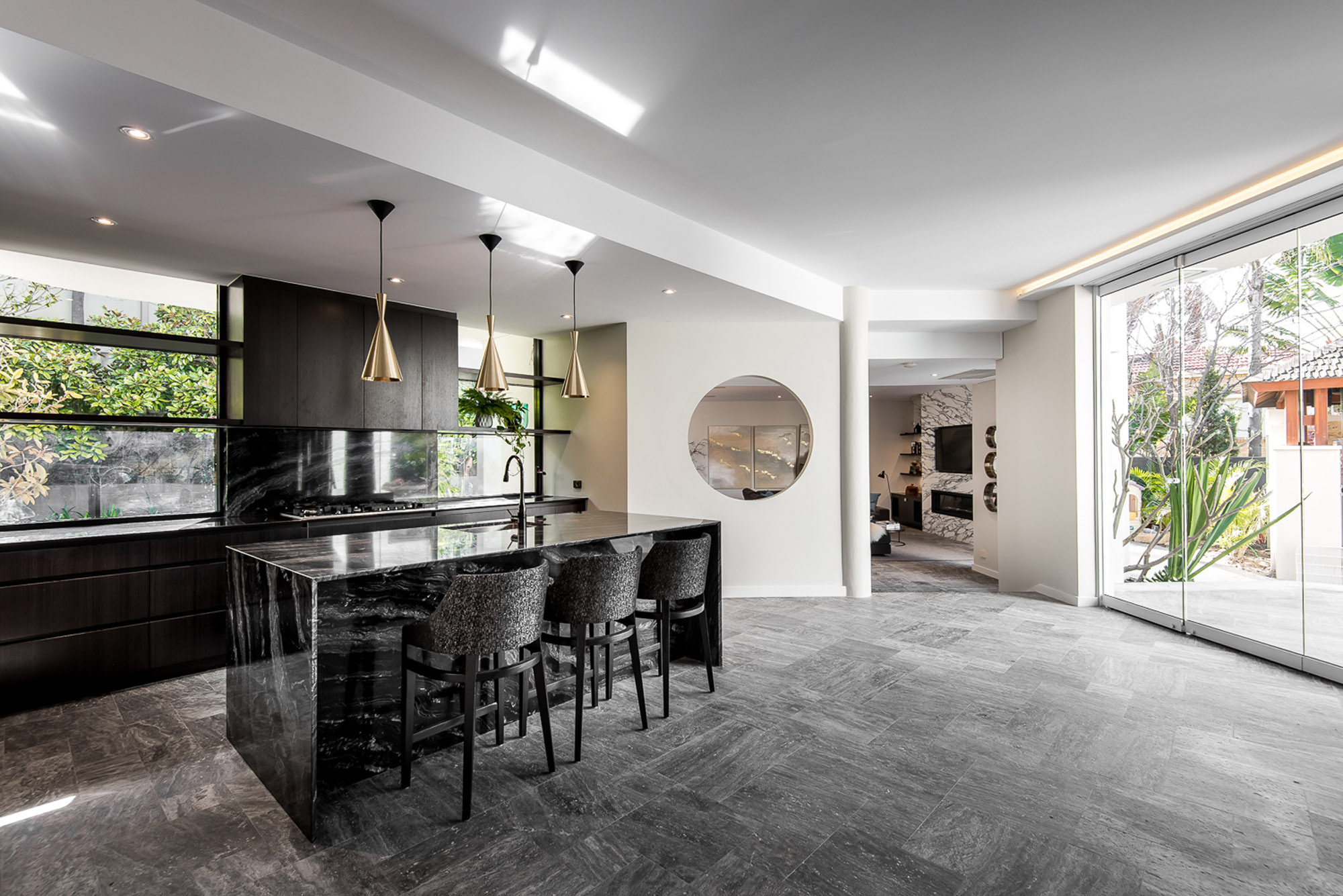 natural stone onyx table in kitchen