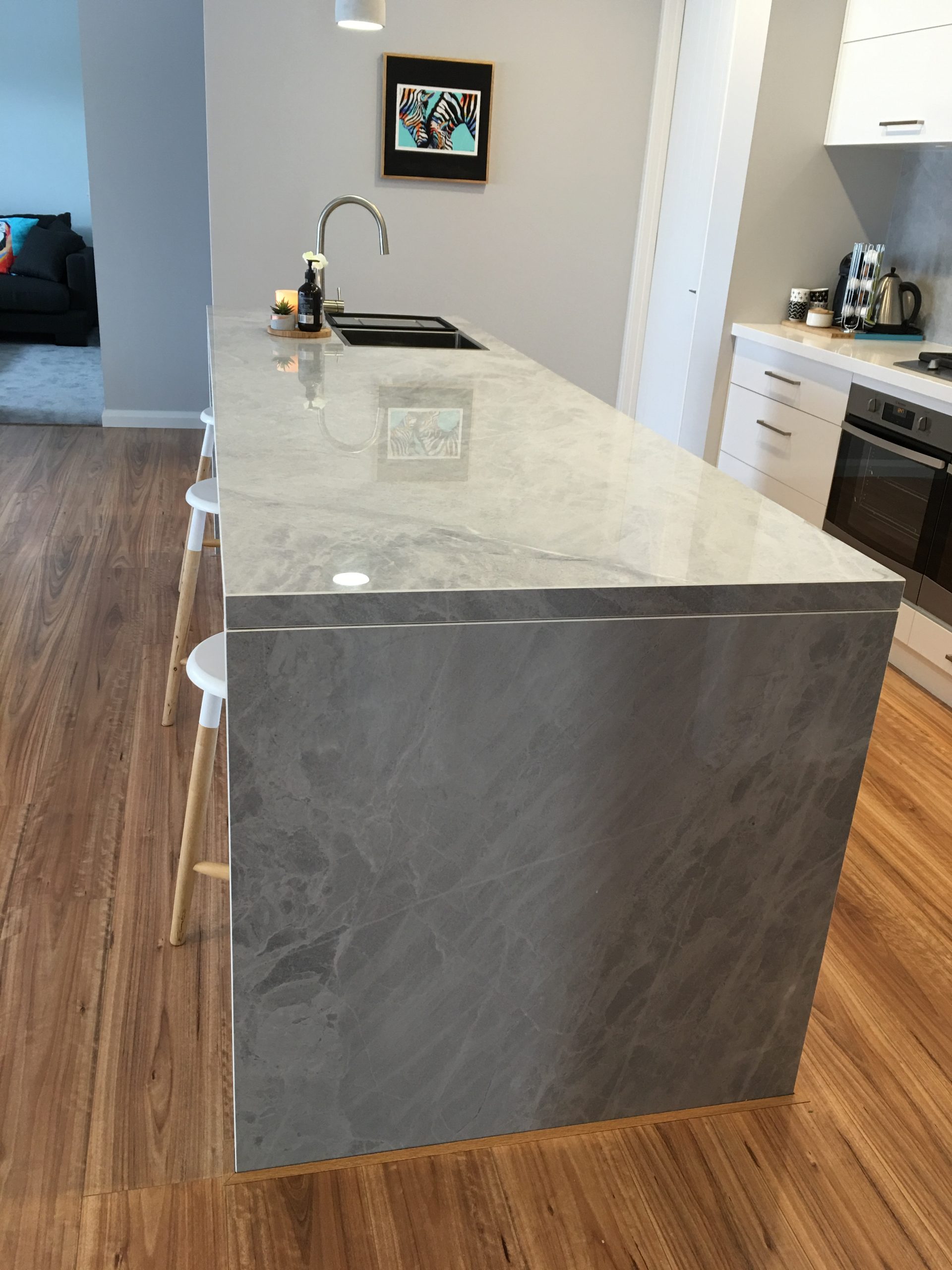 porcelain stone island benchtop with sink
